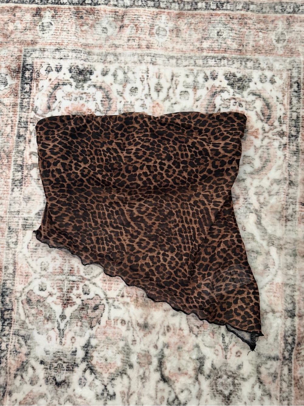 Edikted Leopard Print Strapless Top - Brown & Black